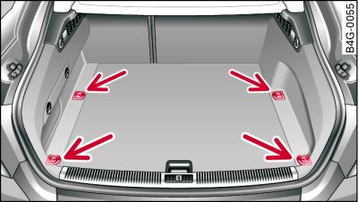 Luggage compartment: Location of fastening rings